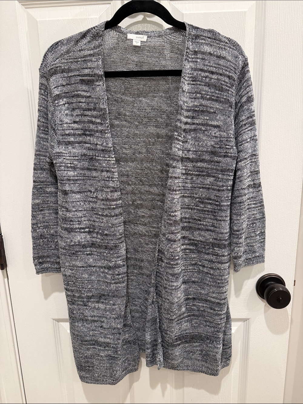 J. Jill Open-Front Marled Gray Cardigan